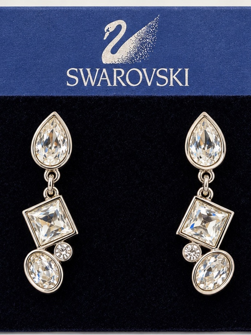 Swarovski Dream Clear Crystal Pierced Drop Earrings - Silver Tone